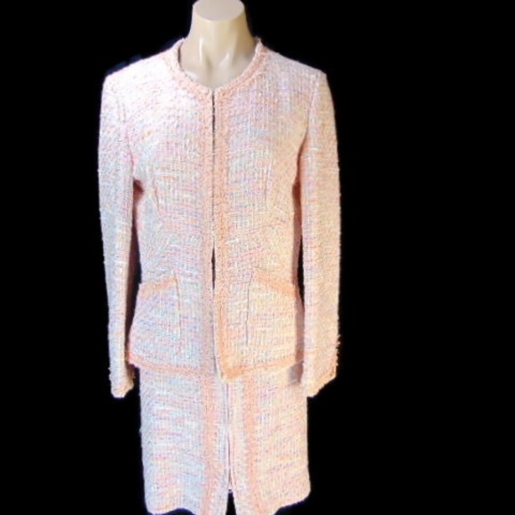 ECI New York Other - ECI NY Pink Peach Tweed Blazer Skirt Set 4 6 Cotto